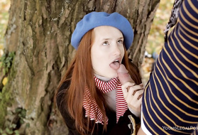 Знатная рыжая минетчица отсосала мужику и трахнулась дома